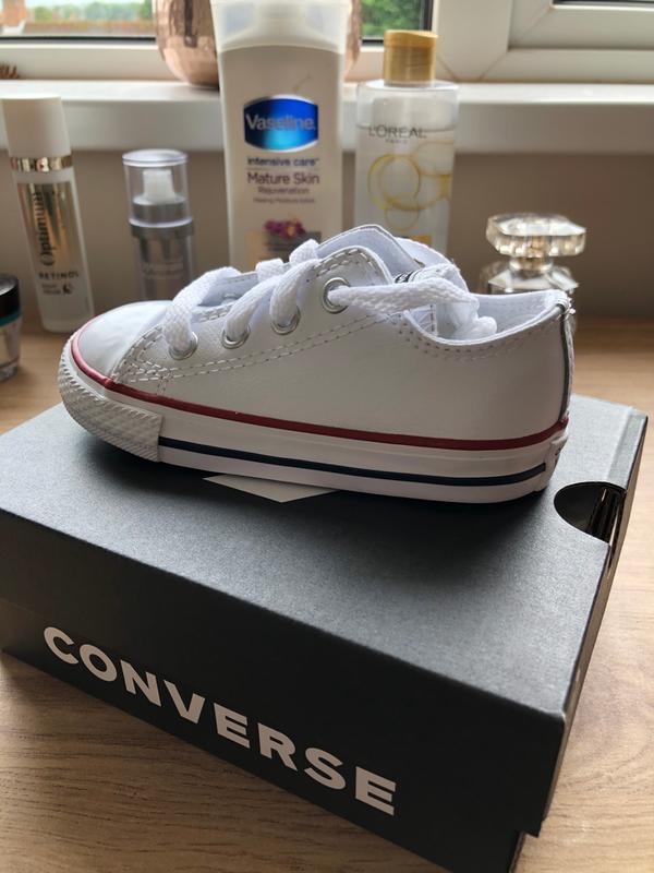 baby white leather converse