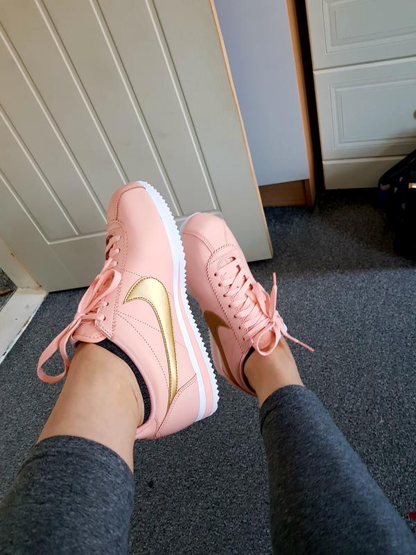 nike cortez peach and gold