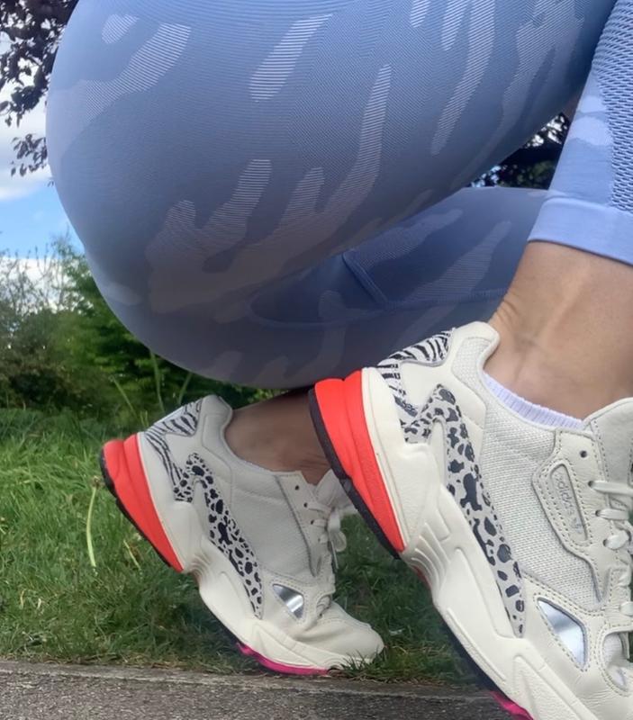 adidas falcon off white shock pink silver animal