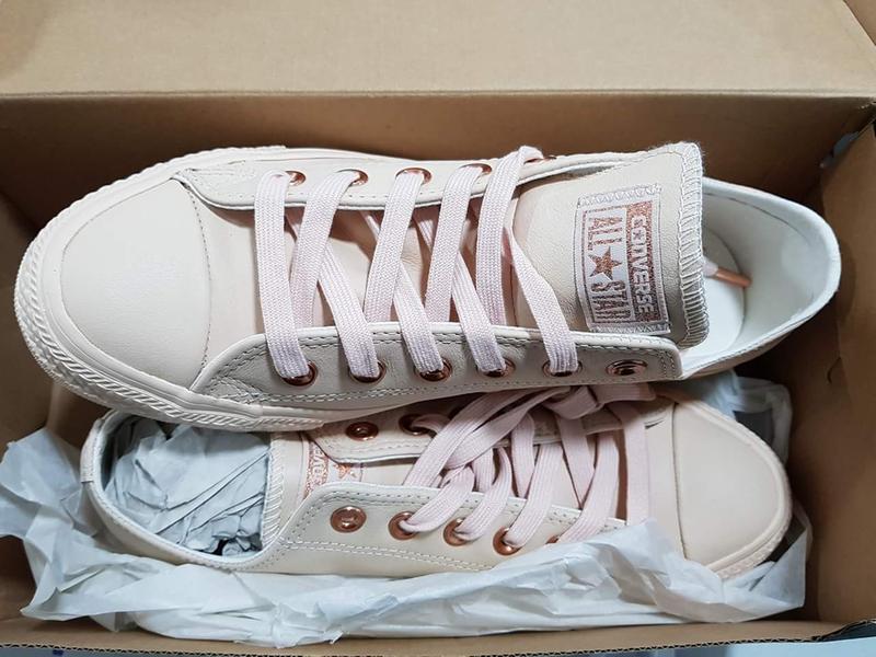 converse all star low leather pastel rose tan rose gold