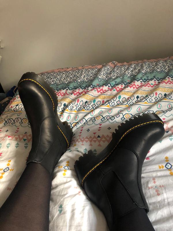 dr martens rometty black leather chunky heeled chelsea boots