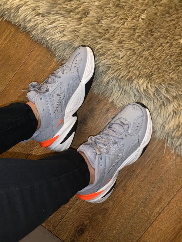 nike m2k tekno trainers atmosphere grey phantom total orange