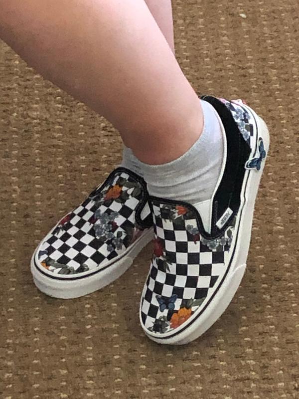 checkerboard vans with flowers