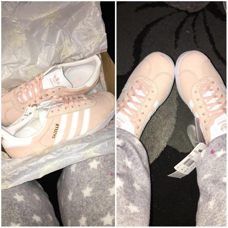 adidas gazelle trainers vapour pink linen cream white