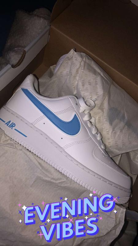 nike air force 1 trainers in white and blue