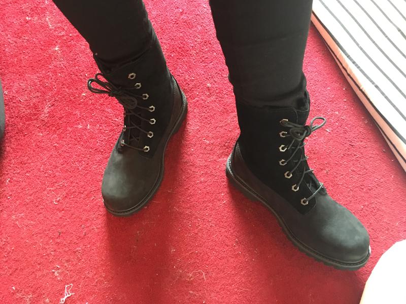 black fluffy timberlands