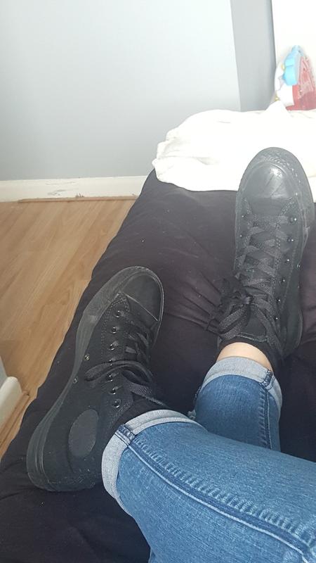 converse monochrome black high tops