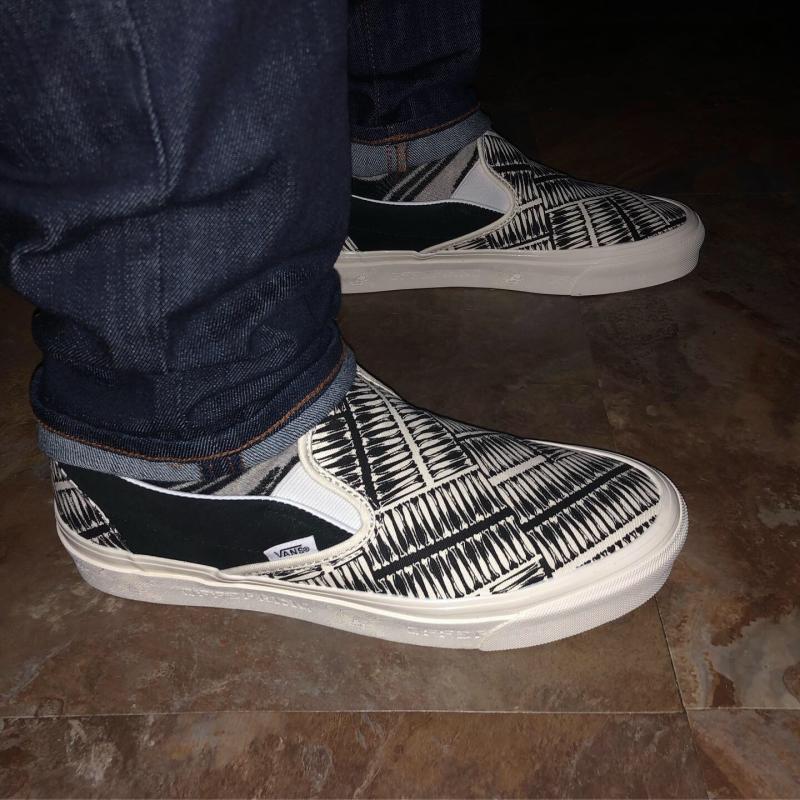 vans slip on black herringbone