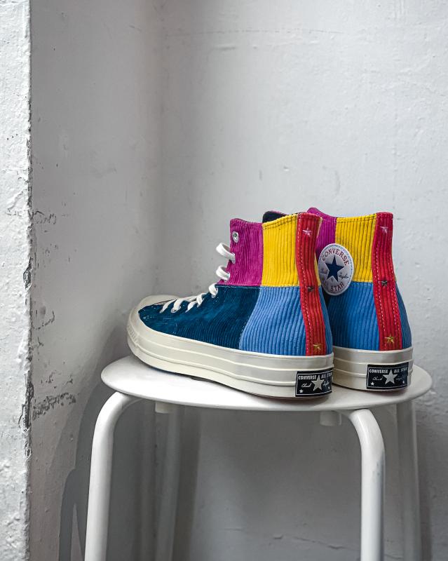 all star hi 70s trainers uni gold green blue pink corduroy exclusive