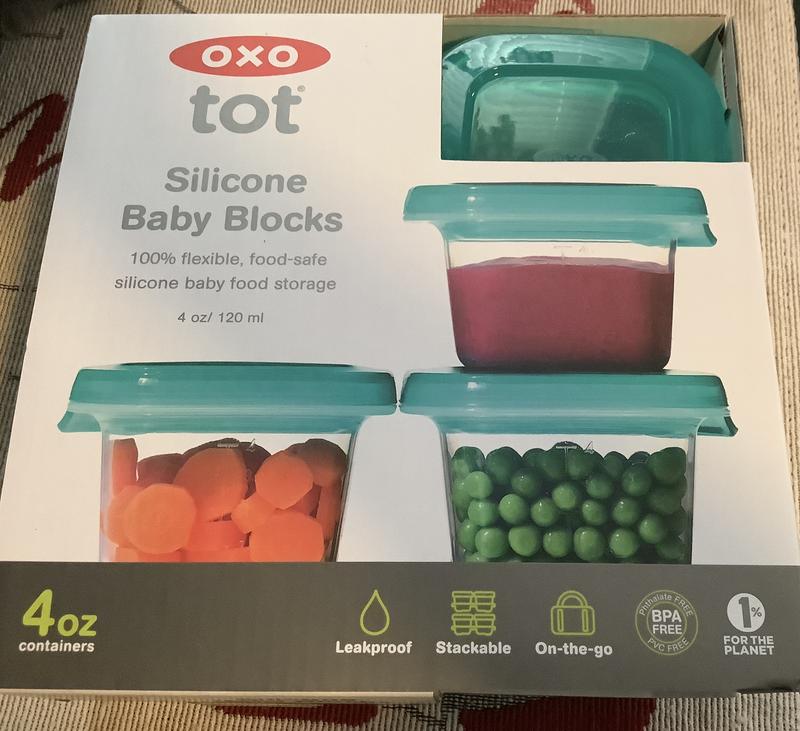 OXO Tot Silicone Baby Blocks, Teal 4 oz.