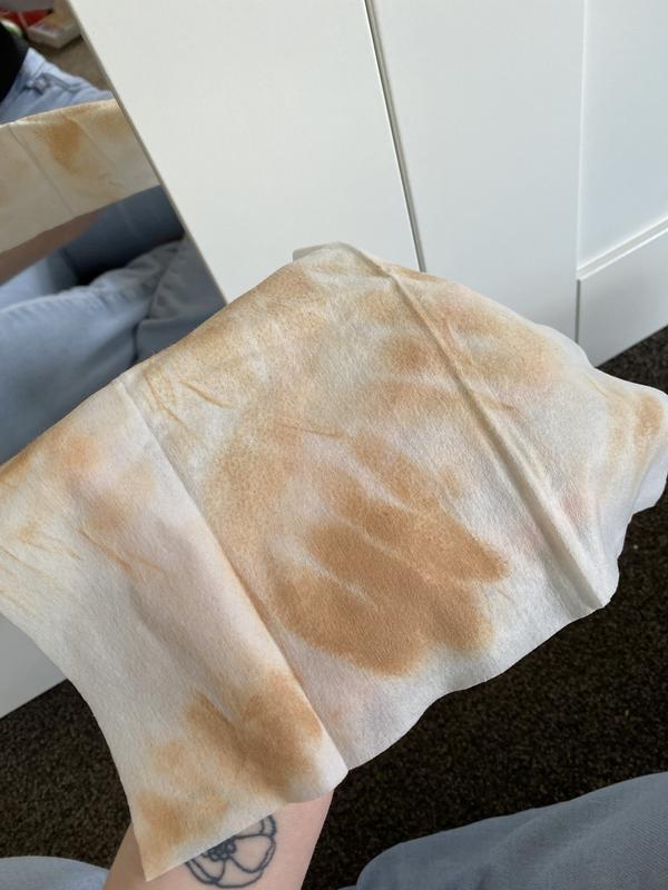 The pigment it left on the makeup wipe post removal