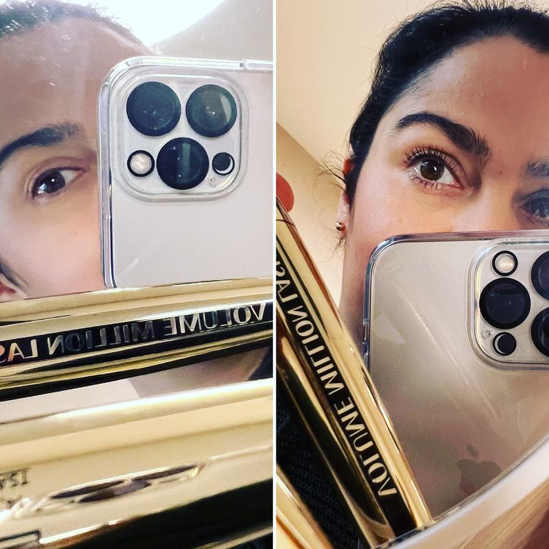 Vorher und nachher Foto mit dem Volume Million lashes