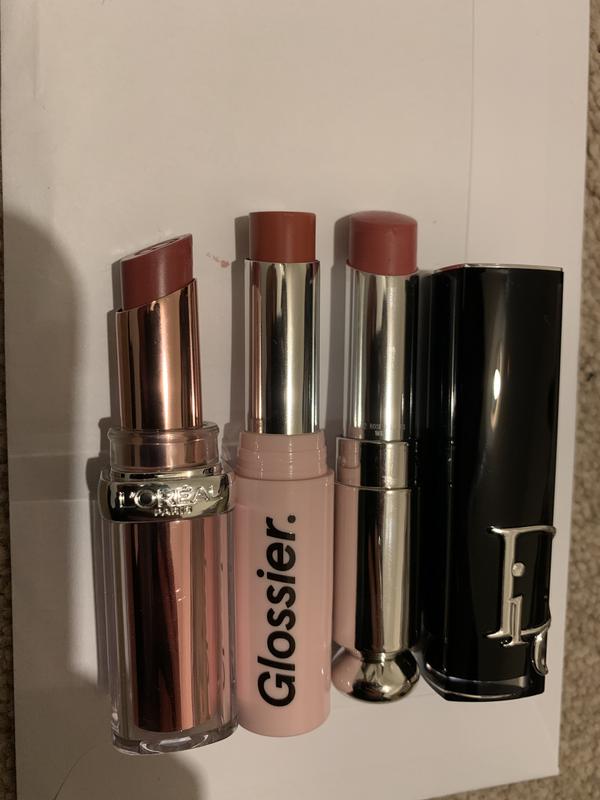 Comparison of the L’Oréal as a dupe for Dior and glossier!