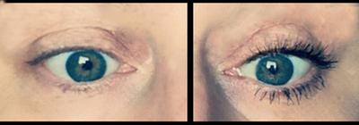 Before and after False Lash Superstar Xfiber