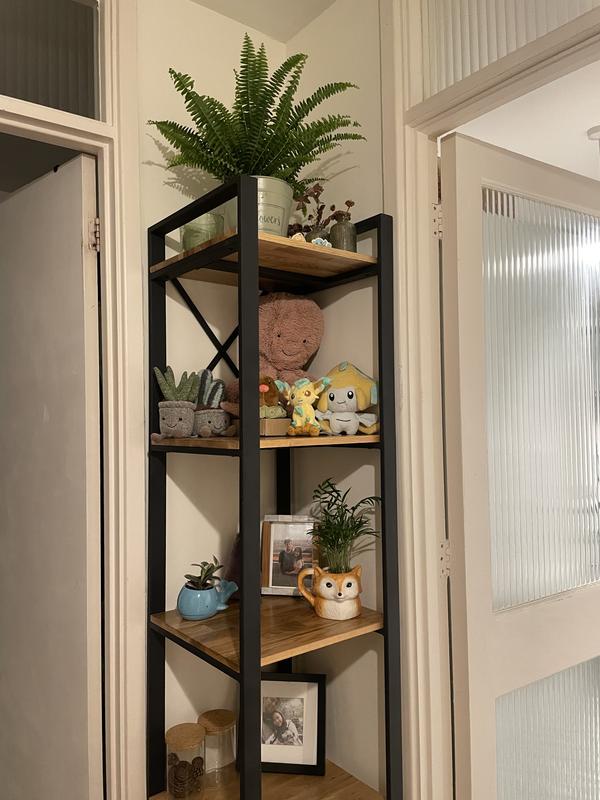 Hiba solid oak and steel console table with 2 shelves natural La Redoute  Interieurs