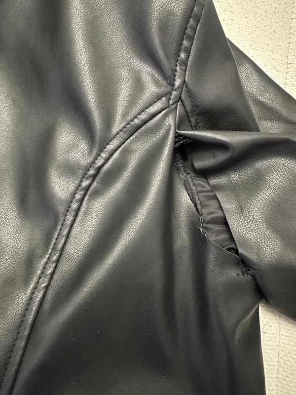 Recycled cropped biker jacket in faux leather, black, La Redoute ...