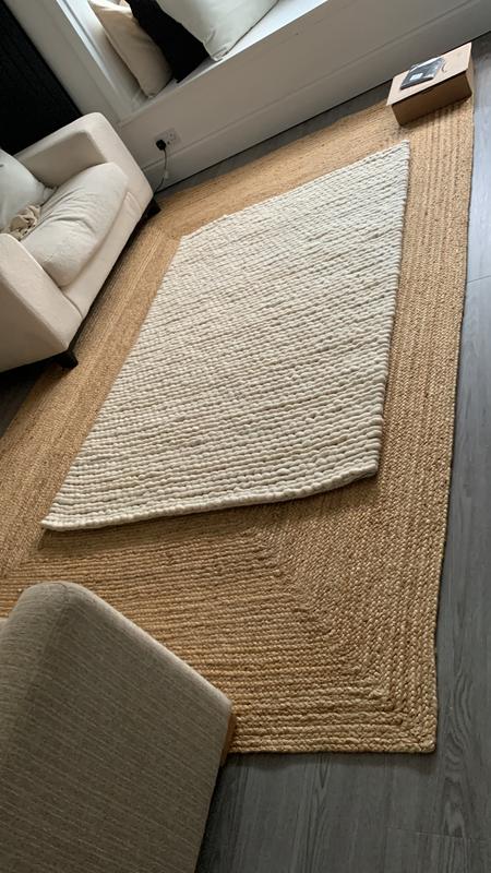 Hand-woven Beige Natural Fibre Jute Rug 120cm X 180cm -  UK