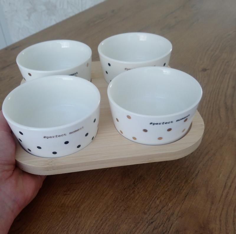 Lot 4 tasses à thé en porcelaine, kubler imprimé pois La Redoute