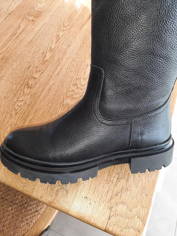 Bottes en cuir semelle crant e noir La Redoute Collections La