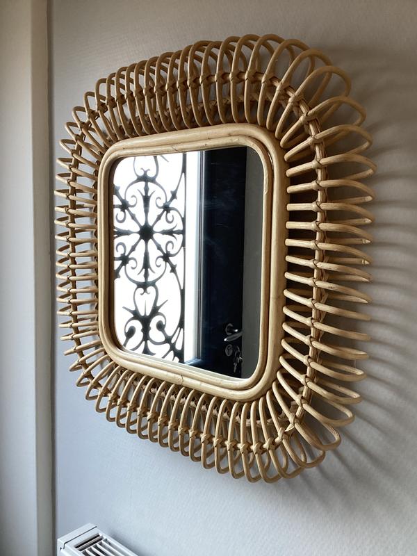 Tarsile 55 x 55cm square rattan mirror natural Am.Pm La Redoute