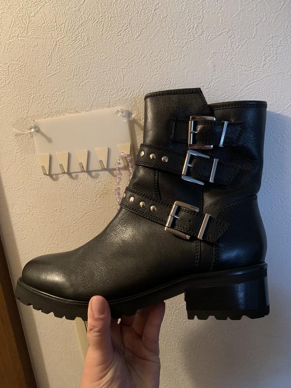 Wide fit hotsell leather biker boots