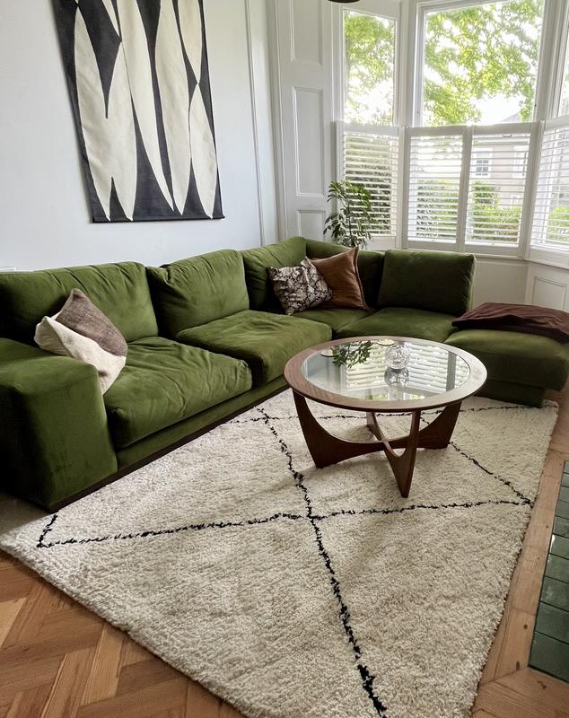 Fatouh berber style square rug, ecru/black, La Redoute Interieurs La