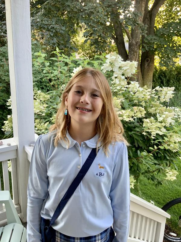 School Uniform Girls Long Sleeve Peter Pan Collar Polo Shirt