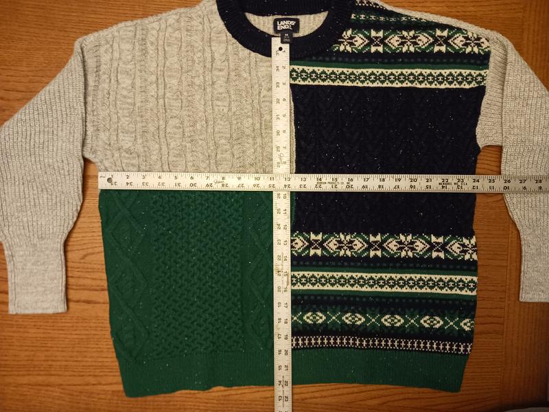 Women's Patchwork Crew Neck Sweater - Fairisle | Lands' End