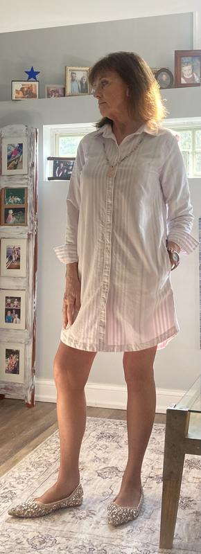 Women's Oxford Long Sleeve Button Front Shirt Dress | Lands' End