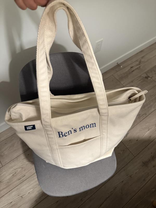 LANDS’END canvas tote bag size M Lands' End Open Top Long Handle Canvas Tote Bag, Natural