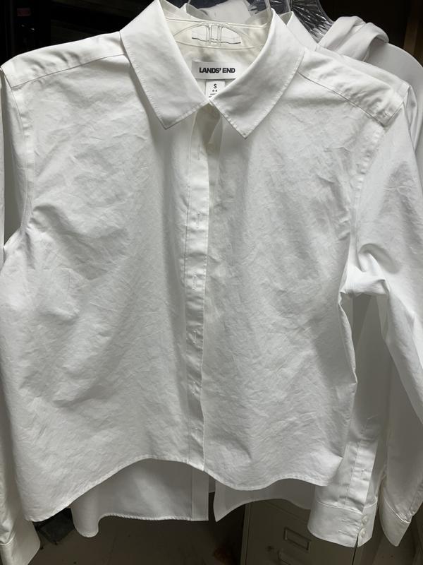 Women's No Iron Boxy Cropped Shirt | Lands' End
