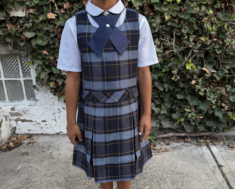 School Uniform Girls Plaid Jumper Top of Knee