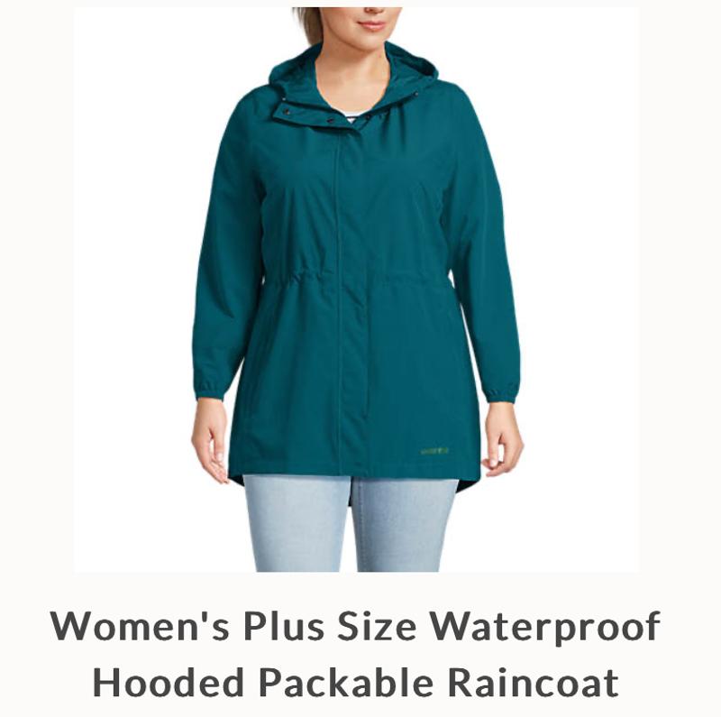 Women s Waterproof Hooded Packable Raincoat Lands End