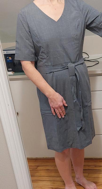 Women's' Washable Wool Short Sleeve Vneck Sheath Dress with