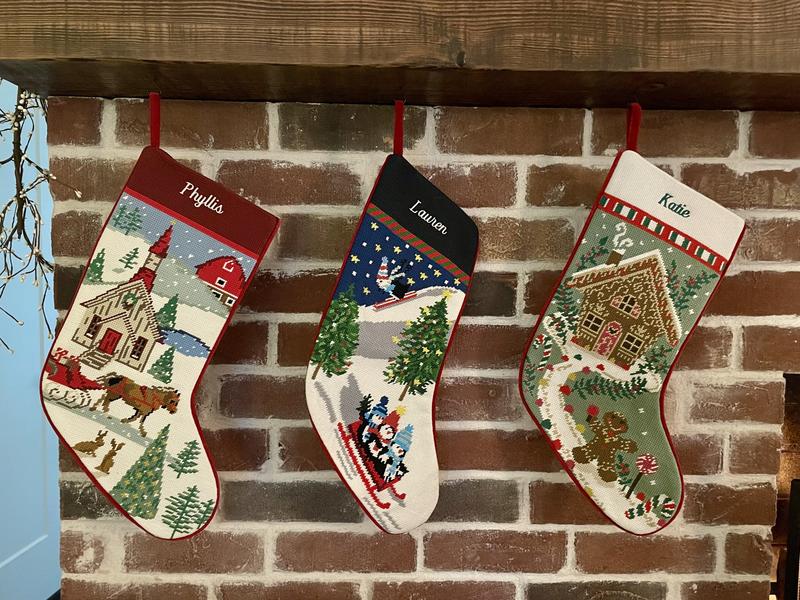 Lands' End Needlepoint Personalized Christmas Stocking 