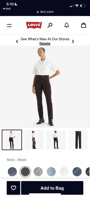 What is shown on the Levi’s website