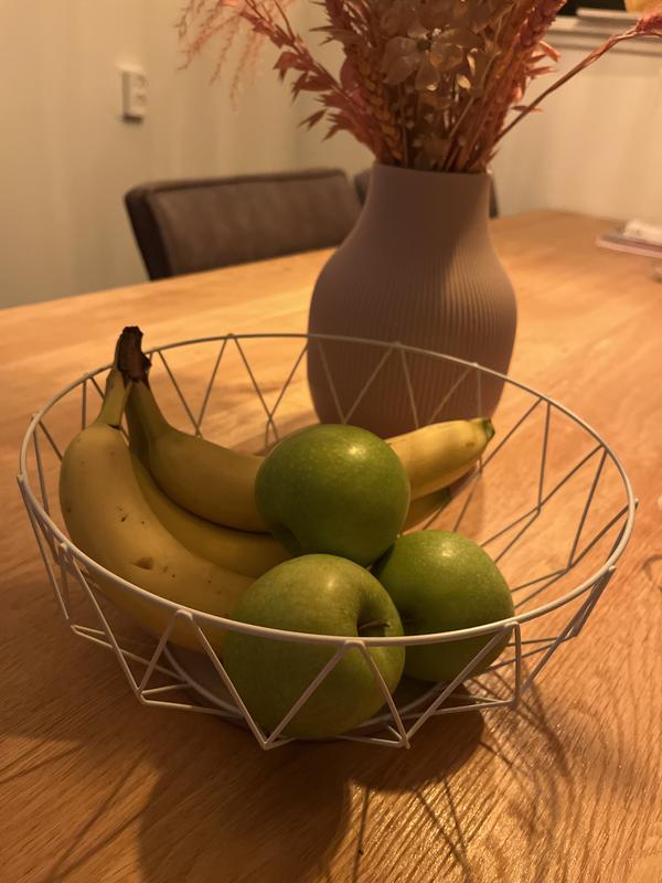 Secret de Gourmet Fruitschaal - metaal-hout - wit - 28 cm | Leen Bakker