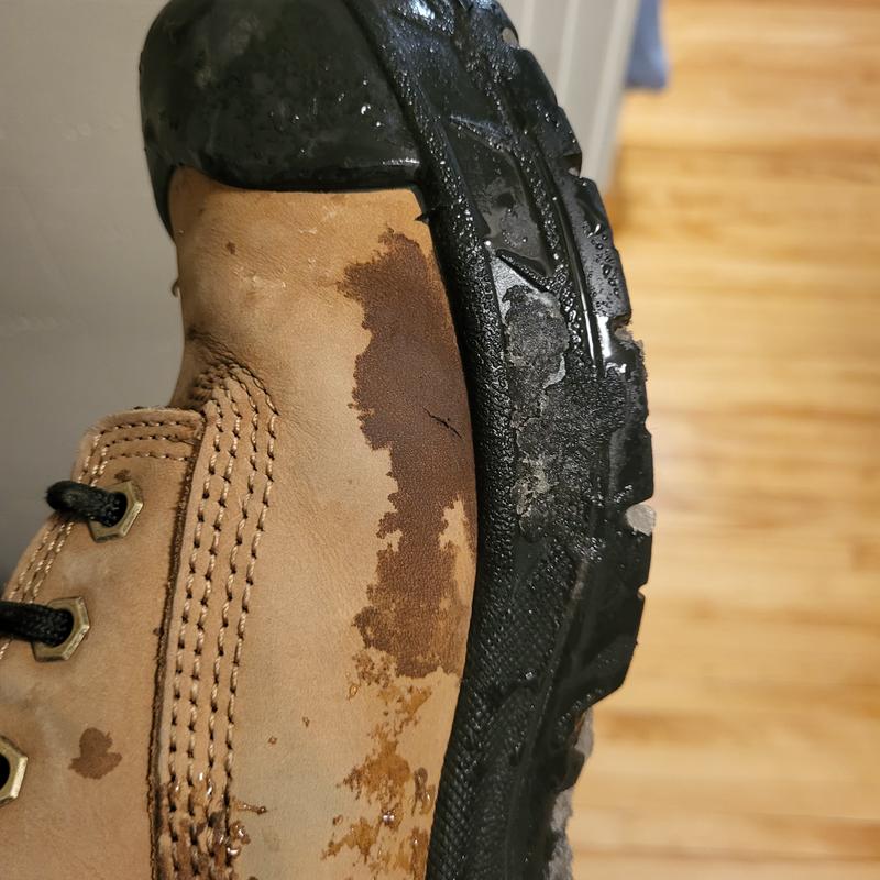 Small crack and boots were waterproofed but take on water