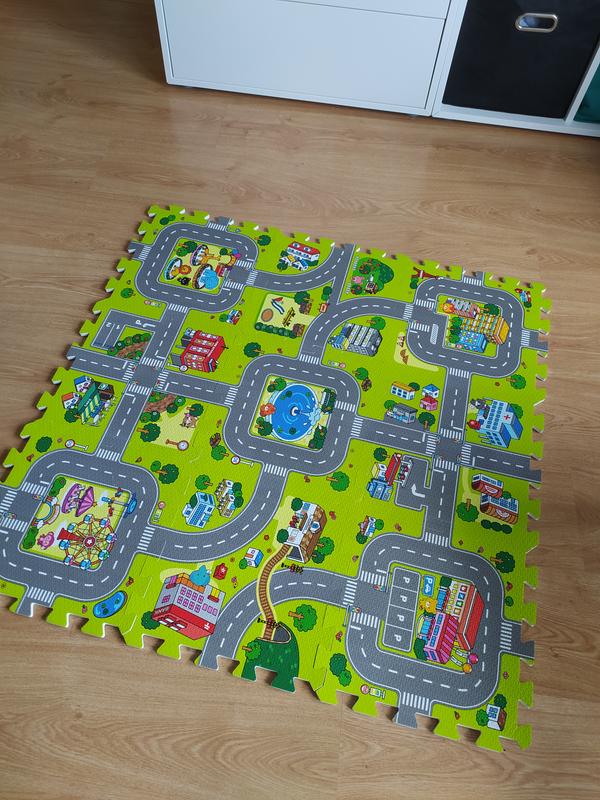 Alfombra multicolor Goma Eva Puzzle Animales 90 x 90cm