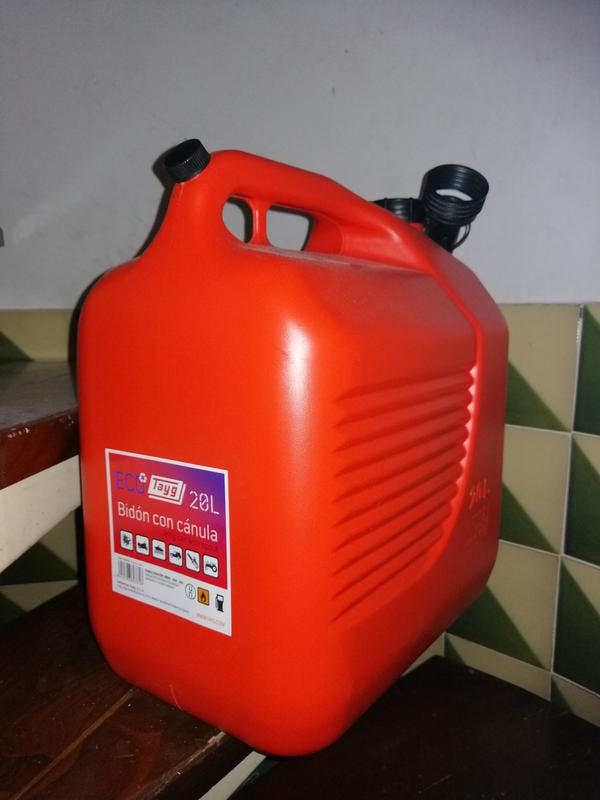 Bidón plástico naranja para gasolina / gasoil, con cánula - 20 Litros