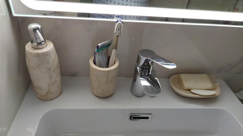 Lavabo Sobre Encimera Rectangular 75x50x13 Cm - Mármol Fundido Blanco - Con Orificio Para Grifo