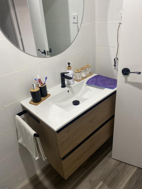 Mueble de baño con lavabo y espejo Sand 80x45 cm olmo