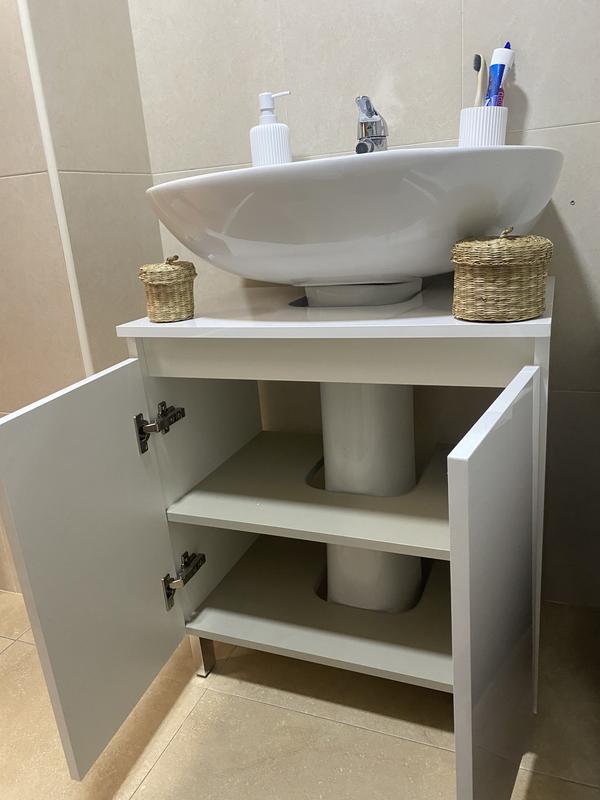 Mueble para tapar pie de lavabo Sintra acabado roble aurora, 64cm (alto) x  59cm (ancho) x