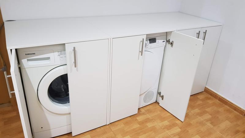Armario para de lavadora fabricado con madera contrachapada color blanco  Vida XL 808386