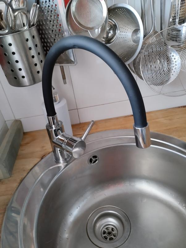 Grifo de cocina monomando ca o alto Ilo gris flexible Leroy Merlin