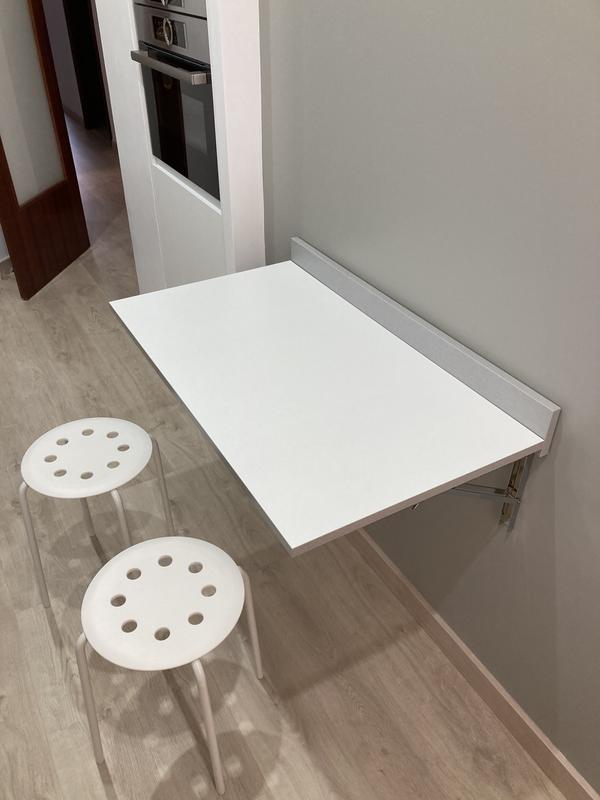 Mesa de cocina rectangular blanca y aluminio Ainhoa de 50 x x 90 cm