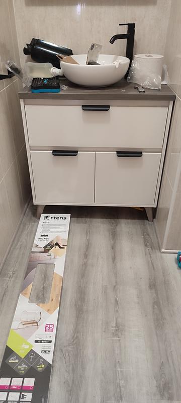 Mobile Bagno 80 Cm Con Lavabo Bacinella Da Appoggio Olmo E Bianco Ona