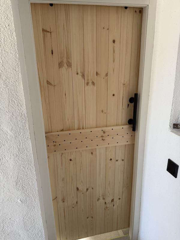 Porte Coulissante Avec Kit De Quincaillerie 90x210cm Pin Massif