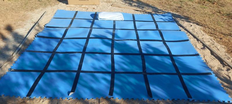 Protector de suelo para piscina, set de 9 piezas de 50 x 50 cm, color azul,  4 mm de grosor. Tapete, alfombra puzzle protectora