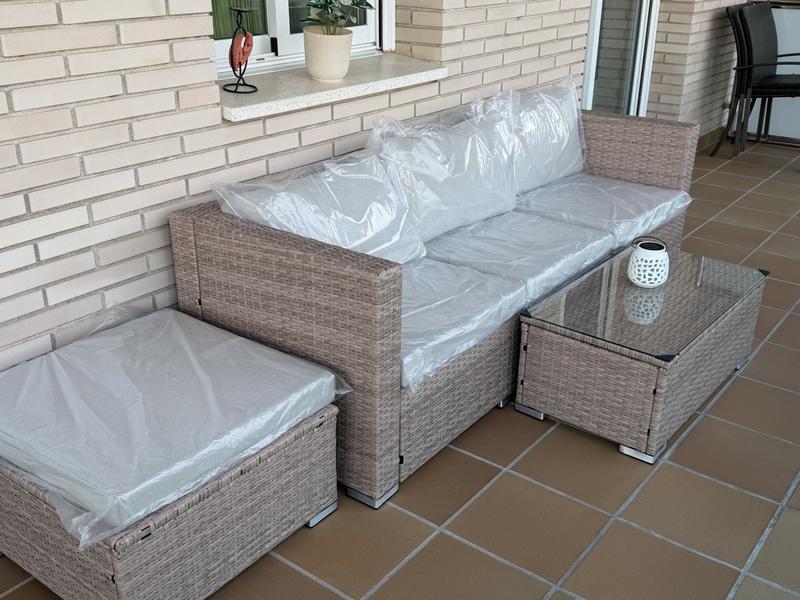 ロイヤルリモージュ PETIT JARDIN Conjunto de jardín de resina, 4 plazas Natural - 70x70x63 cm